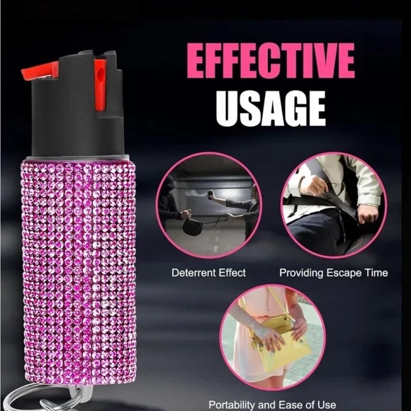 Rhinestone Protective Spray Keychain - Picture 1 of 7